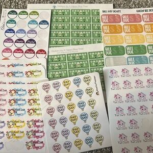 Rent and bills due Planner Stickers Set